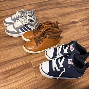 Converse Kids Navy Brown cat and jack Sneakers toddler boys 10 Adidas 10.5